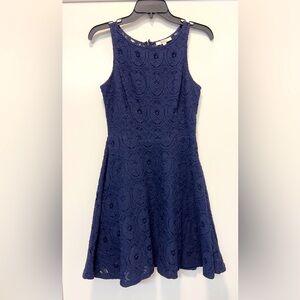 New navy blue lace fancy short dress size 2